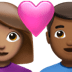 👩🏽‍❤️‍👨🏾 couple with heart: woman, man, medium skin tone, medium-dark skin tone display on Apple